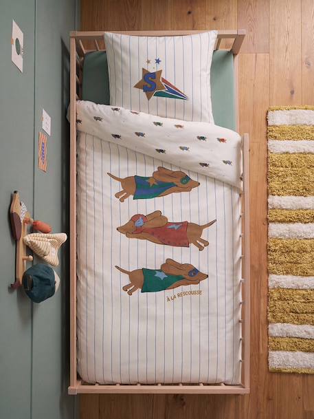 Duvet cover and pillowcase bedding set striped blue - vertbaudet enfant 