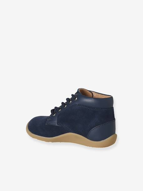 Lace-Up Soft Leather Ankle Boots for Babies, Designed for First Steps blue+navy blue+set blue - vertbaudet enfant 