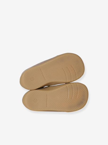 Boots souples en cuir zippées et élastiquées beige+camel+marine - vertbaudet enfant 