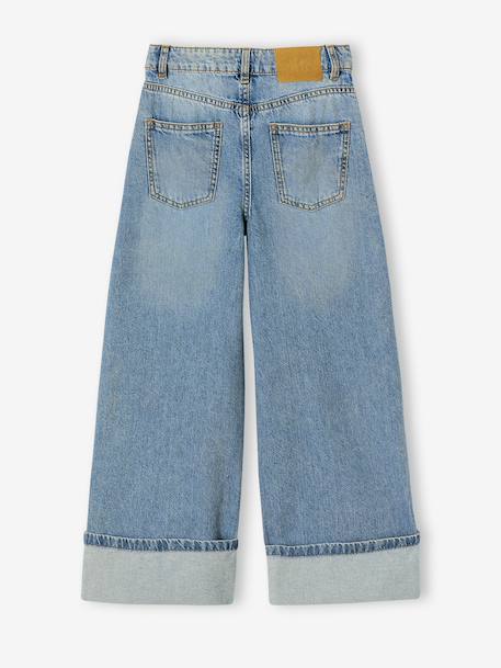 Wide-leg jeans for girls medium blue - vertbaudet enfant 