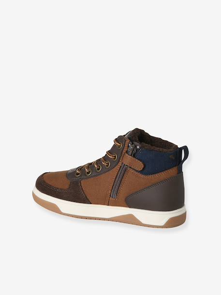 High Top Lace-Up Trainers with Zip, for Boys brown - vertbaudet enfant 