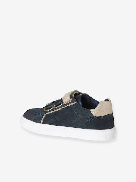 Trainers with Leather Hook-&-Loop Straps for Children ecru+navy blue+printed white+set white - vertbaudet enfant 