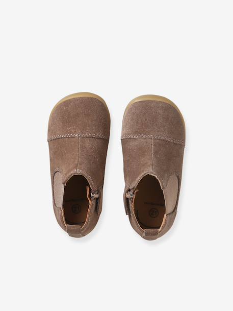 Soft Leather Boots, Zipped & Elasticated beige+camel+navy blue - vertbaudet enfant 