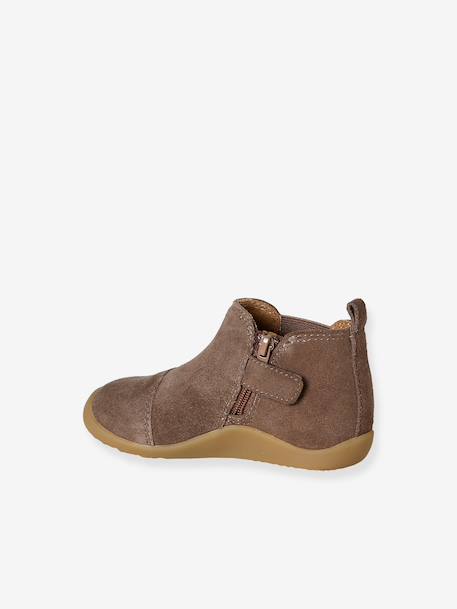 Boots souples en cuir zippées et élastiquées beige+camel+marine - vertbaudet enfant 