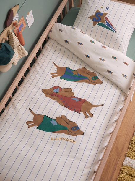 Duvet cover and pillowcase bedding set striped blue - vertbaudet enfant 