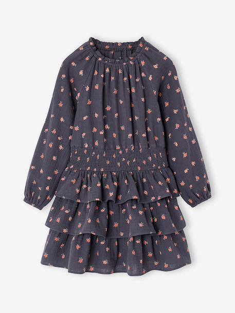 Dress and gilet set for girls slate blue - vertbaudet enfant 