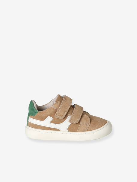 Chaussures bébé cuir à scratchs sable - vertbaudet enfant 