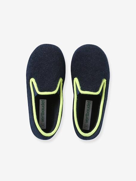 Elasticated Velour Slippers for Children blue+grey - vertbaudet enfant 