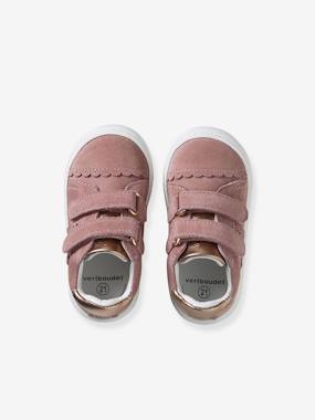 Chaussures-Baskets bébé fille cuir à scratchs