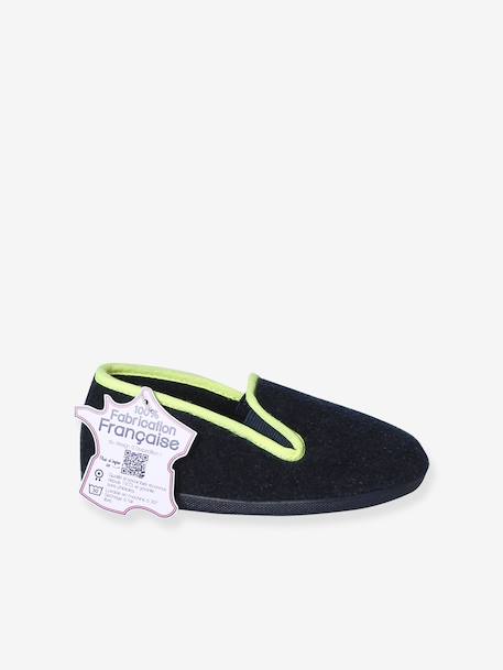Chaussons velours élastiqués enfant - Fabriqués en France bleu+gris - vertbaudet enfant 