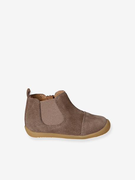 Soft Leather Boots, Zipped & Elasticated beige+camel+navy blue - vertbaudet enfant 