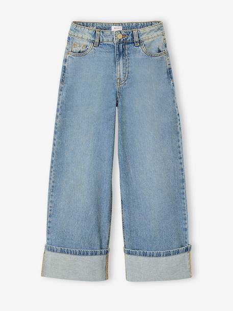 Wide-leg jeans for girls medium blue - vertbaudet enfant 