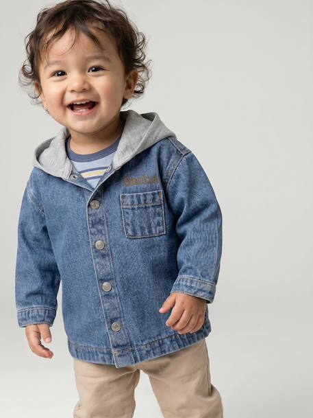 Chemise bébé personnalisable en denim avec capuche stone - vertbaudet enfant 