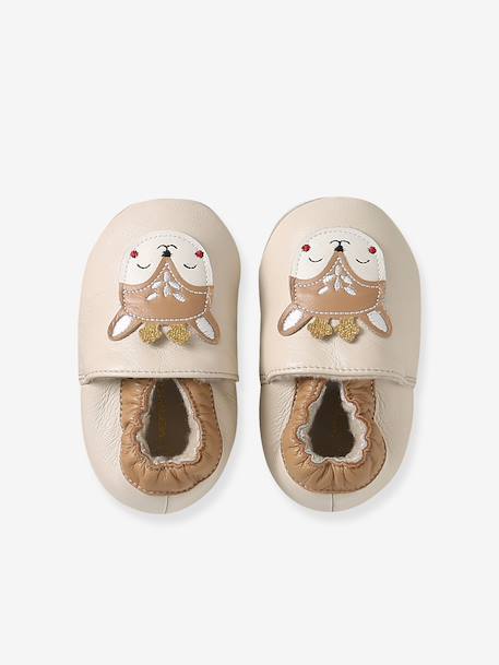 Chaussons bébé cuir souple beige - vertbaudet enfant 