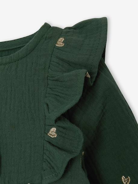 Muslin dress for baby girls green - vertbaudet enfant 