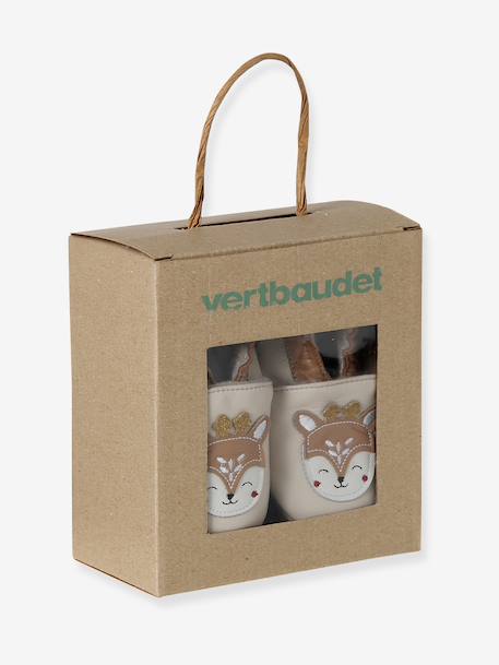 Chaussons bébé cuir souple beige - vertbaudet enfant 