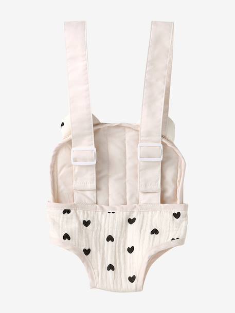 Baby Carrier For Dolls, in Cotton Gauze black+printed pink+rose+yellow - vertbaudet enfant 
