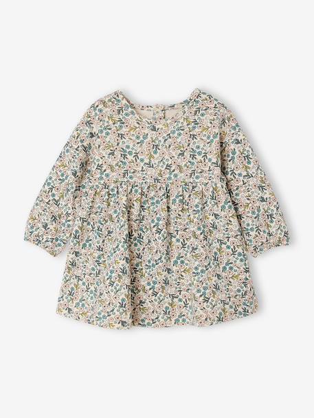 3-Piece Outfit: Dress + Cardigan + Headband for Baby Girls coral+green+grey blue+old rose - vertbaudet enfant 