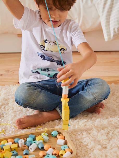Bucket with Large Wooden Beads Mix - Wood FSC® Certified Multi - vertbaudet enfant 