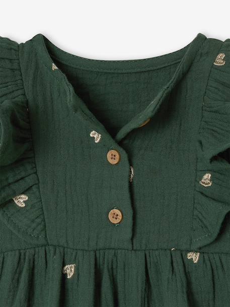 Muslin dress for baby girls green - vertbaudet enfant 
