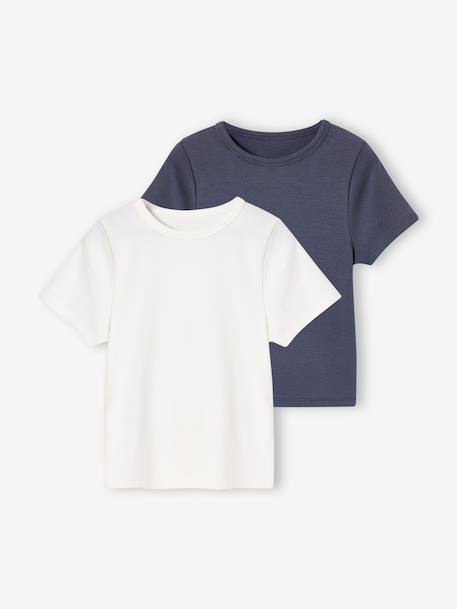 Pack of 2 cropped T-shirts for girls ink blue - vertbaudet enfant 