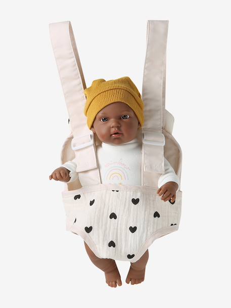 Porte-poupon en gaze de coton jaune+noir+rose+rose imprimé - vertbaudet enfant 