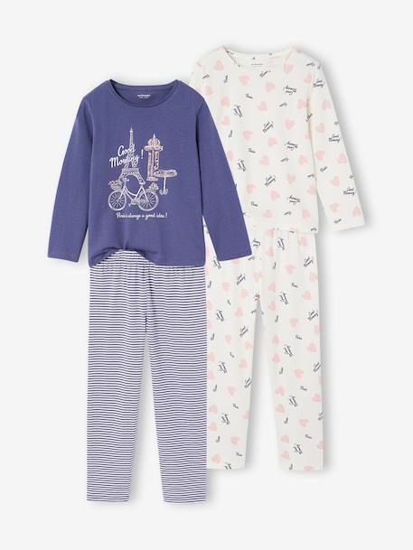 Lot de 2 pyjamas longs fille bleu ardoise - vertbaudet enfant 
