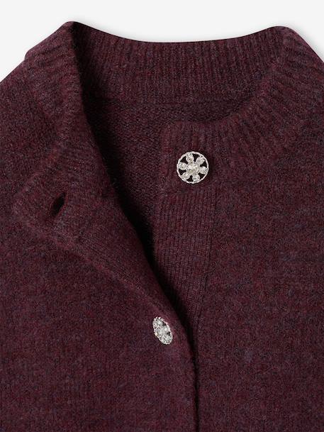 Cardigan with jewel buttons for girls plum - vertbaudet enfant 