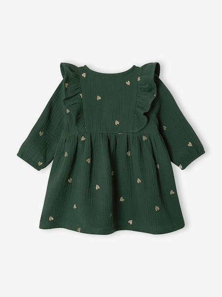 Muslin dress for baby girls green - vertbaudet enfant 