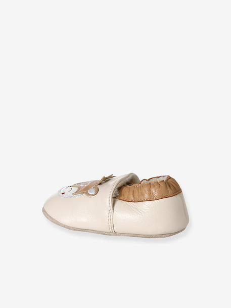 Soft leather baby slippers beige - vertbaudet enfant 