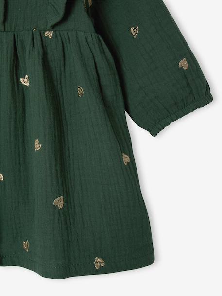 Muslin dress for baby girls green - vertbaudet enfant 