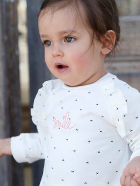 Sweatshirt with Ruffles & Message, for Baby Girls  - vertbaudet enfant