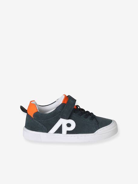 Basket garçon cuir lacets élastiqués marine - vertbaudet enfant 