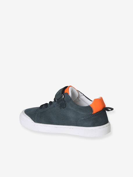 Leather trainers with elasticated laces for boys navy blue - vertbaudet enfant 