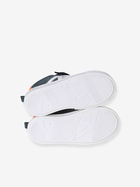 Leather trainers with elasticated laces for boys navy blue - vertbaudet enfant 