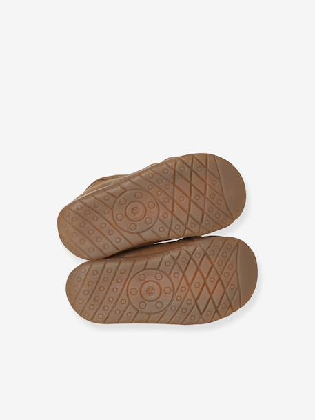 Chaussons bébé cuir souple zip marron+vert sauge - vertbaudet enfant 