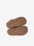 Soft leather baby slippers with zip brown+sage green - vertbaudet enfant 