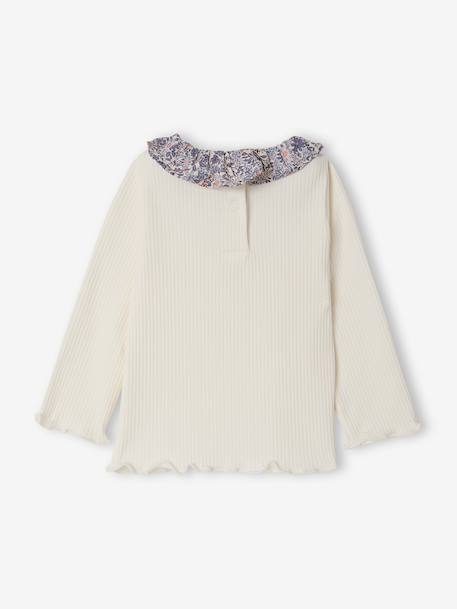 Long-sleeved T-shirt with frilled collar for baby girls ecru - vertbaudet enfant 