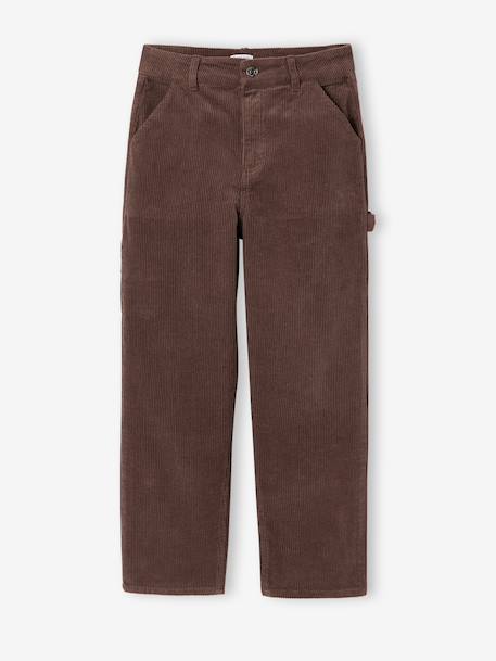 Pantalon battle garçon en velours anthracite+noisette - vertbaudet enfant 