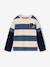 Striped T-Shirt with a Double-Sleeve Effect medium blue+striped green+striped red - vertbaudet enfant 