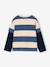 Striped T-Shirt with a Double-Sleeve Effect medium blue+striped green+striped red - vertbaudet enfant 