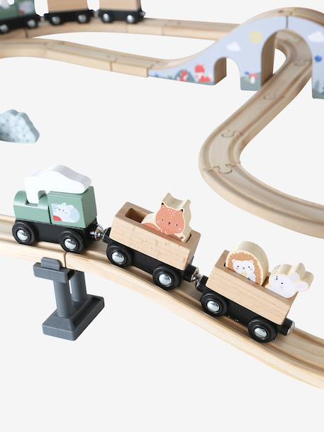 FSC 100% 55-piece wooden train set wood - vertbaudet enfant 