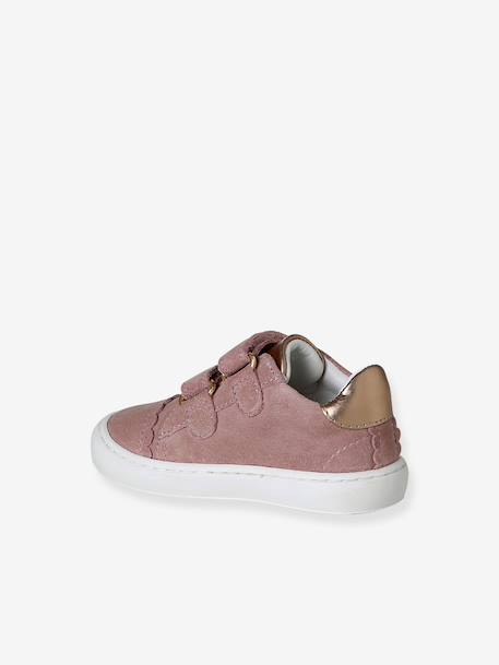 Trainers with leather velcro straps for babies gold+rosy+white - vertbaudet enfant 