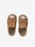 Soft leather baby slippers with zip brown+sage green - vertbaudet enfant 