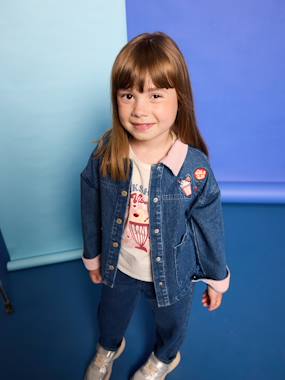 Girls-Denim jacket with corduroy collar for girls