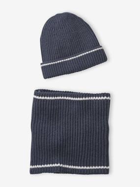 Lot bonnet et snood en maille côtelée - vertbaudet enfant