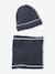 Pack of ribbed knit hat and snood for boys navy blue - vertbaudet enfant 