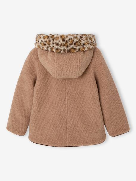 Manteau fille à capuche camel+marine - vertbaudet enfant 