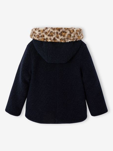 Manteau fille à capuche camel+marine - vertbaudet enfant 