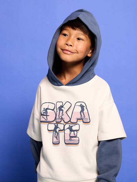 Hooded sweatshirt for boys ecru - vertbaudet enfant 